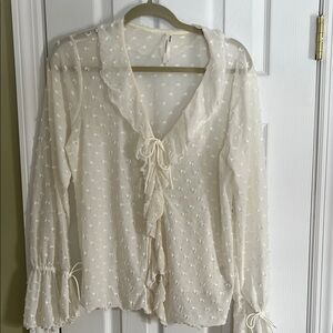 Elegant Cream Sheer Blouse